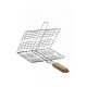 SYC BBQ Grill Basket with Wooden Handle - Silver & Brown ha465