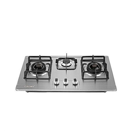 Crown CR10 Hob 3 Burner Auto Ignition Stainless Steel Silver ha96