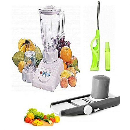 exdeals pk Pack Of 3 , 2 In 1 Blender & Grinder - 300 W & Vegetable Salad Cutter & Kitchen Gas Lighter ha264