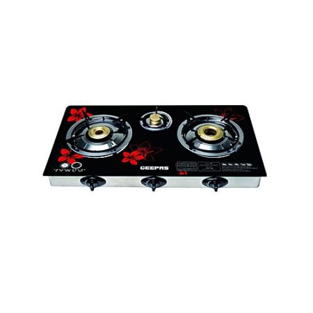 Geepas GK6759 auto Ignited Tripple 3 Gas Stove Burner Black ha149