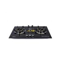 HANCO Hob Model 404 3 Burners Tempered Glass Black With Golden Flower) ha64