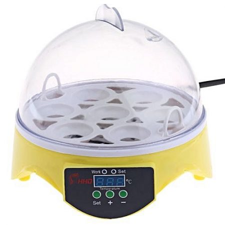 iShow Plus HHD Automatic Digital 7 Eggs Incubator For Duck Bird Chicken Egg US Plug Yellow ha41