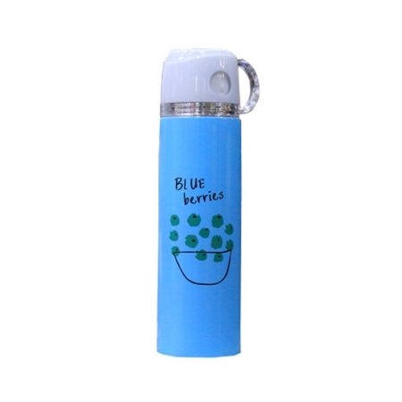 ART Fancy Double Wall Aluminium Water Bottle With Cup Blue