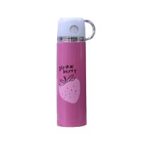 ART Fancy Double Wall Aluminium Water Bottle With Cup Pink