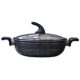 Domestic D-103 E Non Stick Wok With Glass Lid 34 cm