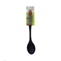 Kitchen Silicone Handle Non Stick slotted Mixing Spoon Black & Grey