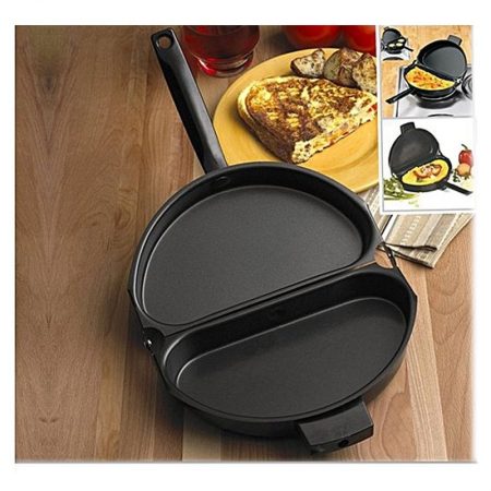 Non-Stick Folding Omelette Pan Black Carbon Steel