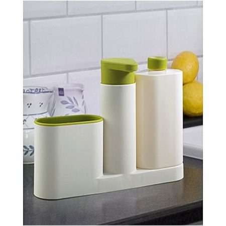 Sink Tidy Sey Plus Set of 3 White & Green