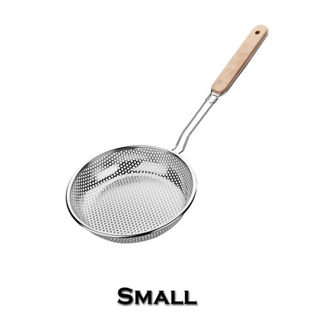 Stainless Steel Skimmer Strainer Ladle Spoon With Wood Handle Small Design 2 Small