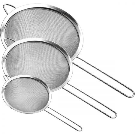 Kitchen Stainless Steel Flour Tea Strainer 3 Pcs