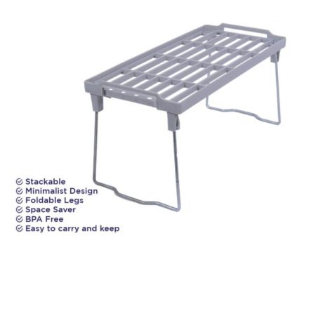 Stack Up Shelf Space Saver Plastic Racks Steal Folding Legs